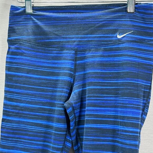 Nike Compression Pants Womens Small Dri Fit Blue Stripe Cotton Blend - Picture 2 of 9